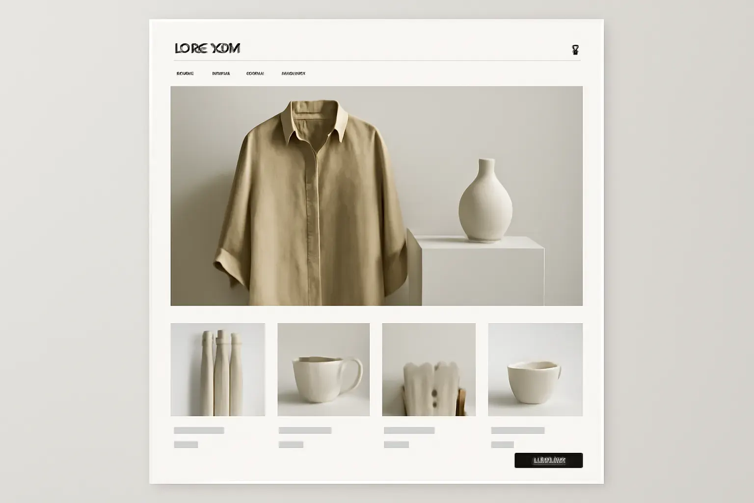 Dark-toned online store concept with a clothing collection grid and a clean product page.